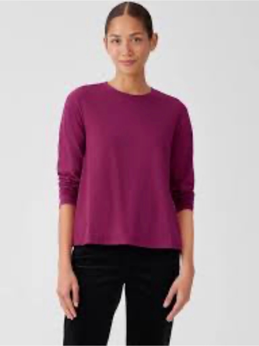 Eileen Fisher Women's Crewneck Long-Sleeve Top in Plum